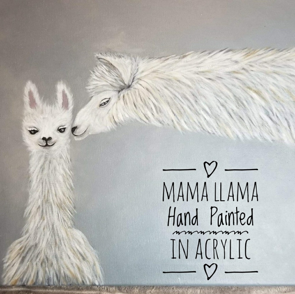 SOLD Mama Llama Hand Painted Original on 20x16